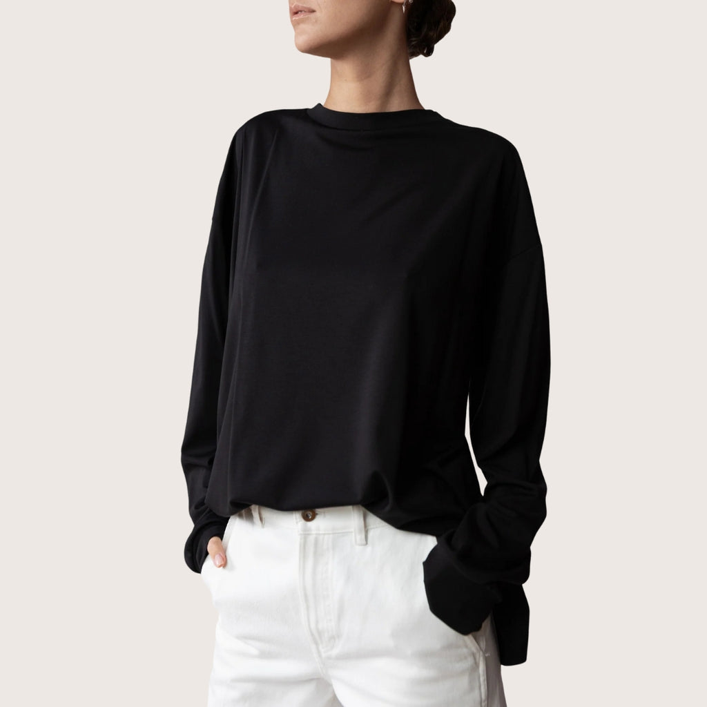effortless long sleeve shirt - black