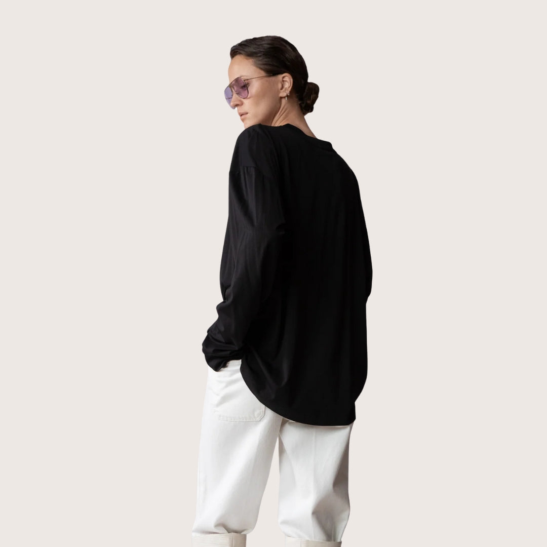 effortless long sleeve shirt - black