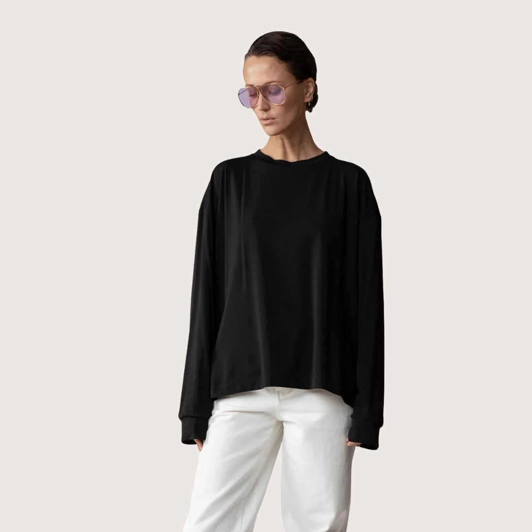 effortless long sleeve shirt - black