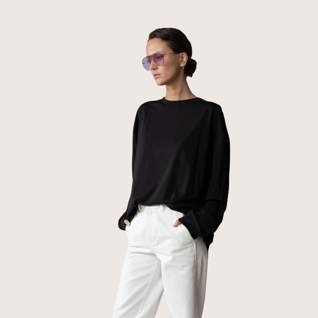 effortless long sleeve shirt - black